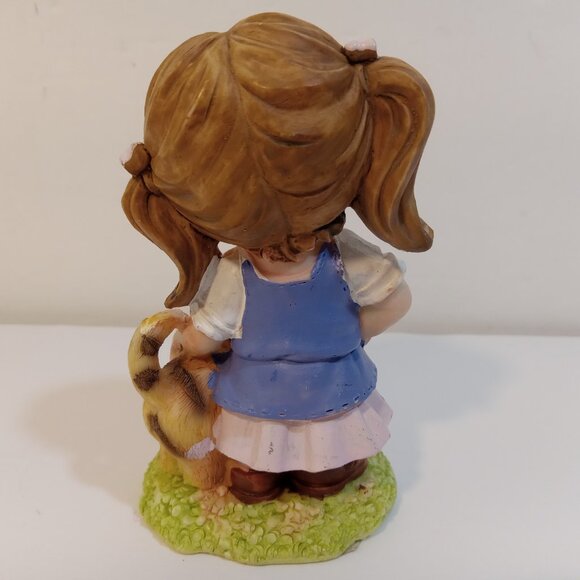 Tender Times Figurine Little Girl With Cat Blue Pink 4.5" Resin Felt Bottom - Picture 6 of 7